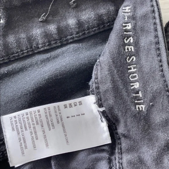 American Eagle Hi-Rise Shortie Black Jean Shorts 2 - Picture 4 of 4